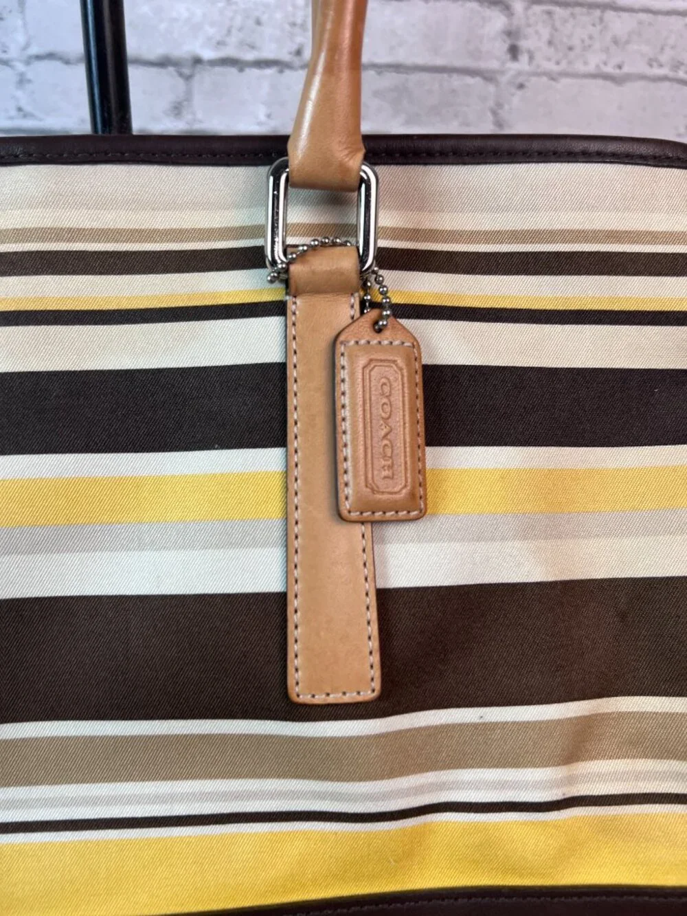 Coach Tote Bag Shoulder Striped Pattern 7712 Women's